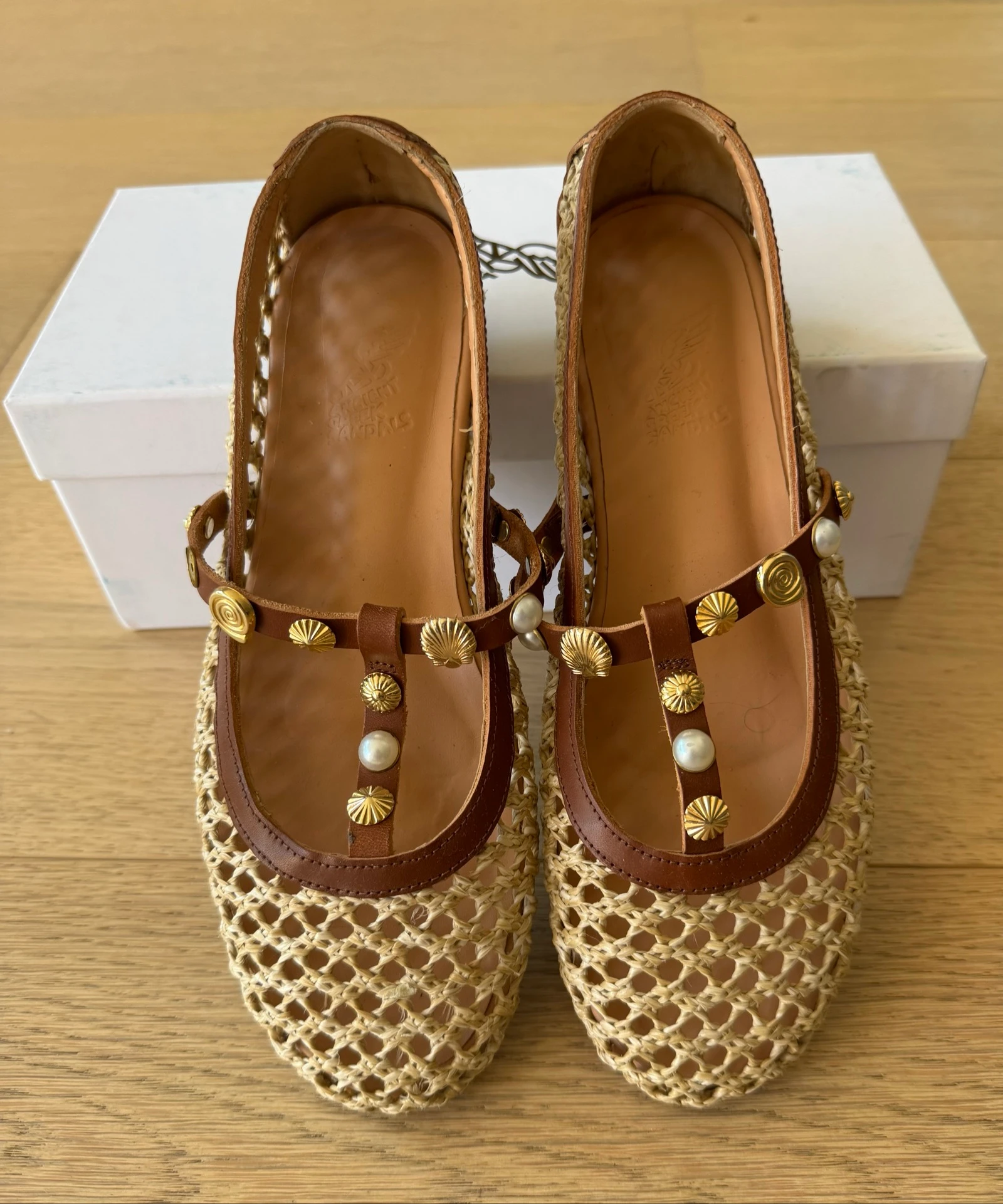 Sandalias Ancient Greek de rafia, bailarinas color coñac beige talla 37 – photo 2